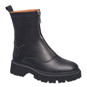 French Connection Julie Black Combat Boots -Front Zipper Size 8/38.5